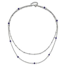 Chisel  2 Strand Blue Crystal Beaded 16 inch with 1 inch Extension Necklace St - £35.46 GBP