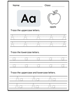 Letter a Tracing Worksheet - $12.00