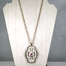 Vintage 1970&#39;s Victorian Revival Enamelled Gold Filigree and Porcelain P... - $44.35