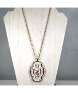 Vintage 1970&#39;s Victorian Revival Enamelled Gold Filigree and Porcelain P... - $813.30 MXN