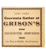 1957 Grison&#39;s Gourmet Restaurant Advertisement Van Ness San Francisco DW... - €17,16 EUR