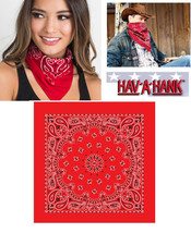 6-Hav-A-Hank RED Paisley BANDANA Cotton Head Face Wrap Mask Neck Scarf Cover - £16.02 GBP