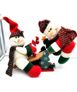 Stuffed Snowmen &amp; Fun on a Sea-Saw Wooden Christmas Tree Titter-Totter B... - €17,32 EUR