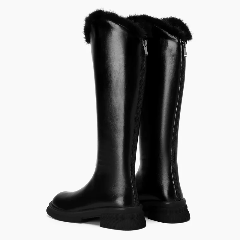 leather womens high boots 2024  shoes waterproof  knee high snow boots zipper bl - £253.27 GBP