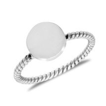 Shiny Round Disc of Sterling Silver on a Twisted Band Ring-9 - £13.25 GBP