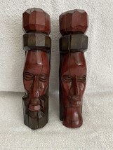 Set Of 2 Solid Wood Hand Carved Sculptures - Jamaican Man And Woman - Co... - £20.93 GBP