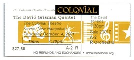 David Grisman Concert Ticket Stub Octobre 4 2001 Keene Neuf Hampshire - $41.51