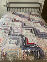 Antique Early 1900s Log Cabin Quilt Handmade Barn Raising ? Cutter Damaged *Read - £298.67 GBP