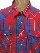 Wrangler Big Man 2XL Red Blue Plaid Snap Front Western Cowboy ShortSleev... - £21.84 GBP