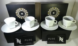 Nespresso Pure 2X2 Lungo Coffee Cups &amp; 2X2 Saucers Le 2016,EXPEDITED Shipp, New - £599.40 GBP