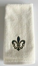 Avanti Luxembourg Fleur de Lis Fingertip Towel Embroidered Ivory - £19.48 GBP