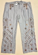 Johnny Was Embroidered Flare Pants Sz.XL Fog - £135.87 GBP