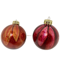 Vintage AmeriChristmas Reverse Painted Glass Christmas Ornaments Red 3&quot; Lot 2 - £11.75 GBP