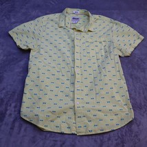 Plugg Shirt Men Large Short Sleeve Button Up Casual Yellow Blue Sunglasses - $13.09