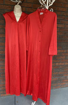 Red Vintage 2 Piece Nightgown Robe Set Small JC Penney Nylon USA Made Peignoir - £53.14 GBP