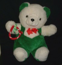 20&quot; VINTAGE CHRISTMAS ENESCO WHITE GREEN RED TEDDY BEAR STUFFED ANIMAL P... - $47.50