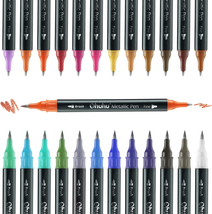 Metallic Marker Pens Dual Tips Brush Fine Point 24 Colors Water-Based Paint Shim - £23.06 GBP