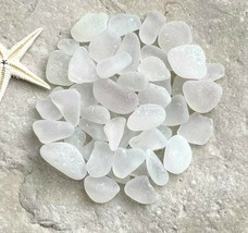 50 Pcs Small / Tiny Genuine SEA GLASS Clear Frost Surf Tumbled Jewelry Q... - $188.27 MXN