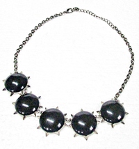 Boutique Gothic Style Black Plastic Starbursts Necklace 17-20 Inches Signed CC - $8.00