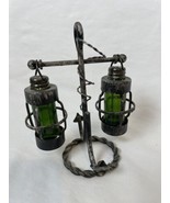 Vintage Nautical Green Glass Salt And Pepper Shakers - £18.39 GBP