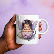 Fairy Girl in Purple Orchid Teacup Mug – 11oz/15oz Ceramic Gift for Her - $15.83+