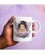 Fairy Girl in Purple Orchid Teacup Mug – 11oz/15oz Ceramic Gift for Her - $15.83+