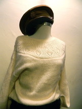 Womens Vintage DeRothchild Silk Angora LambsWool Nylon Blend Creme Sweat... - £66.86 GBP