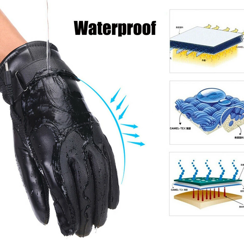 USB Heated Gloves PU Winter Electric Warming Gloves - £17.08 GBP