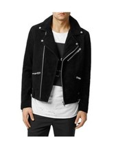 Mens Suede Leather Jacket Moto Biker Black Leather Jackets For Men 10 - £88.75 GBP+