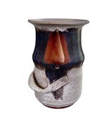 Studio Pottery Vase Funny Face Folk Art Signed Beard Big Nose Speckled F... - $333.75 MXN