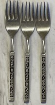 Oneida Midnight SSS Stainless Flatware Black Floral Scroll Accent Fork S... - $15.35