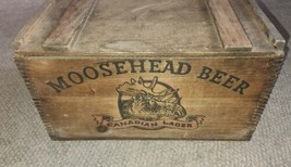 Vintage Moosehead Beer Wooden Crate Dovetails Lager Box Sliding Lid Cana... - $89.99