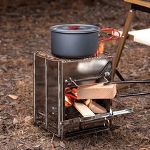 Portable Camping Stove &amp; Grill Combo - Foldable, Twig-Burning, Wood Fire... - $51.99