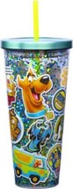 Scooby-Doo Multiple Images 32 oz Glitter Travel Cup with Straw NEW UNUSE... - $19.34