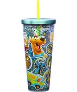Scooby-Doo Multiple Images 32 oz Glitter Travel Cup with Straw NEW UNUSE... - £15.21 GBP
