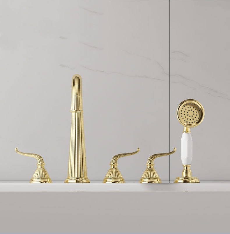 Classic luxury Gold 5 Holes widespread Bathroom BathTub Filler TUB Fauce... - $2,955.00