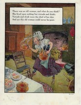 Antique Old Woman Mother Goose Rhyme Art Print 1915 Dual Sided 8 x 10.5 - £24.41 GBP