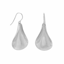 Solid Sterling Silver 925 Polished Spoon Design Drop French Wire Women Earrings - £112.02 GBP