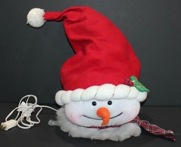 Snowman Head with Santa Hat Plush Lighted Cord - £17.00 GBP