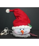 Snowman Head with Santa Hat Plush Lighted Cord - £16.66 GBP
