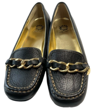 Yellow Bee Loafers Womens 8 Black Gold Hardware and Trim Leather Upper 80s - $24.13