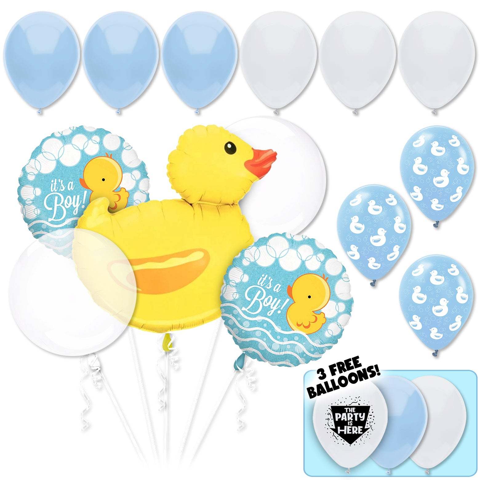It&#39;s A Boy Ducky Deluxe Balloon Bouquet - 17 pc Bouquet Kit - $29.99