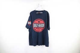 Harley Davidson Mens 2XL Faded Spell Out Skull Short Sleeve T-Shirt Navy Blue - $39.55