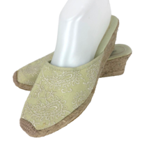 Montego Bay Club Wedge Espadrilles Sandal Embroidered Mint Canvas Shoe Size 8 - £23.63 GBP