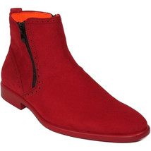 Men TAYNO Chelsea Chukka Soft Micro Suede Zip up Boot Coupe S Red - £63.11 GBP