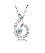 18 Inch High Polish Stainless Steel Pendant Necklace Sea Blue and Clear ... - $16.81 CAD