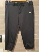 Adidas Women Black 100% Polyester Belt Loop Aeroready Softball Capri Pant Size L - £9.56 GBP