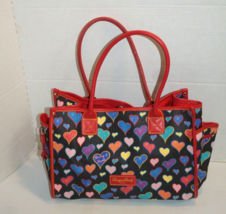 Dooney &amp; Bourke RARE HTF Hearts Black Shoulder Shopper Tote Purse Bag - $108.89