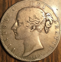 1844 UK GB GREAT BRITAIN SILVER CROWN COIN - $267.10