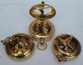 Lot De 3 Boussoles De Poche Cadran Solaire Vintage En Laiton Marine De Collec... - $33.68